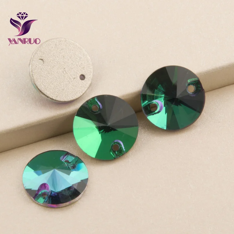YANRUO 3200 Rivoli изумрудные пришивные стразы s плоские зеленые сшитые Кристальные