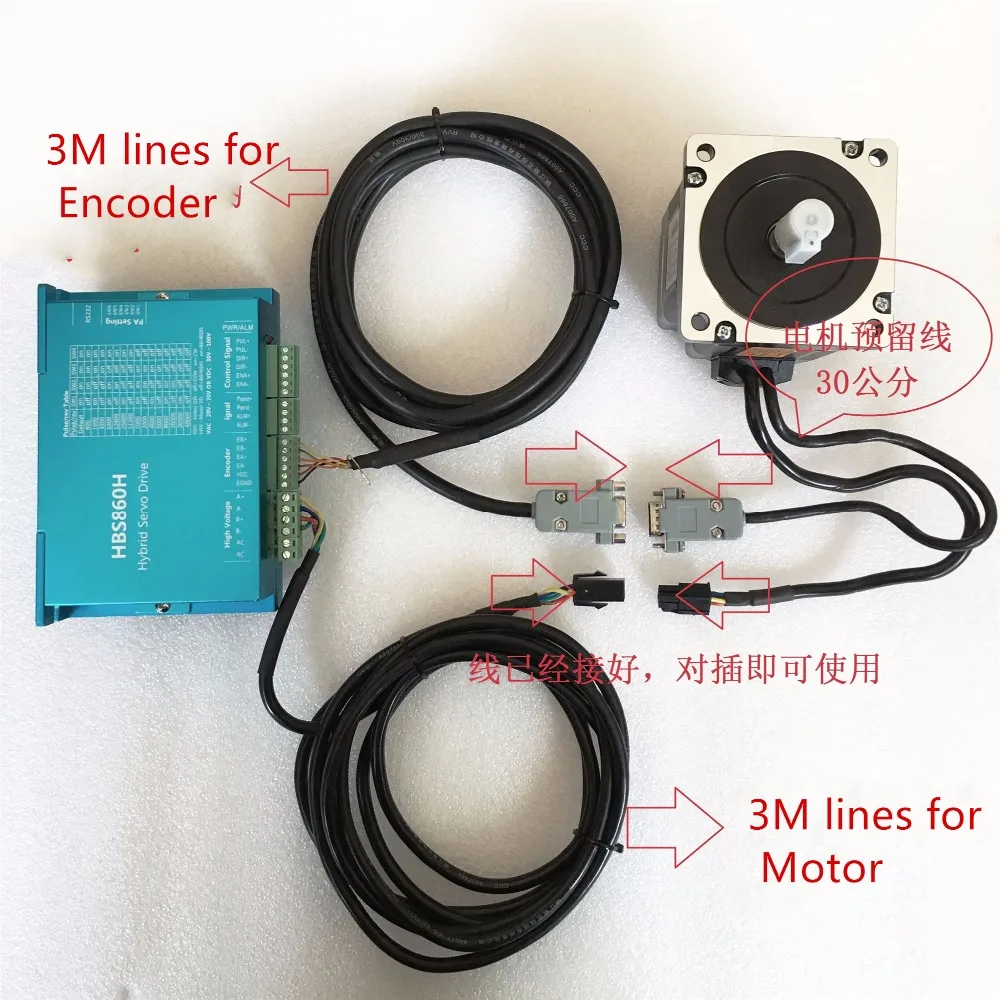 Комплект шагового двигателя с ЧПУ HBS860H+ 86HBS120 NEMA34 12Nm 6A замкнутый контур шагового привода+ комплект двигателя для гравировального станка с ЧПУ