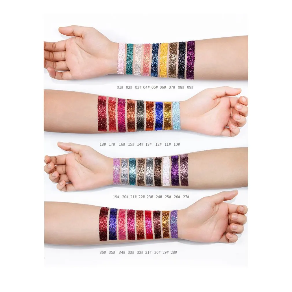 36 цветов блестящие тени для век палитра пудры профессиональная блестящая пудра