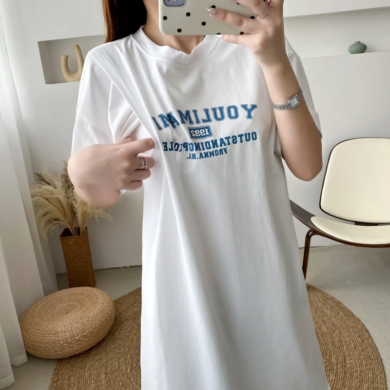 

Letter Print Knee-Length Pregnant Dresses Casual Women Top Comfortable Cotton Pregnant Clothes Nursing Clothing 8556