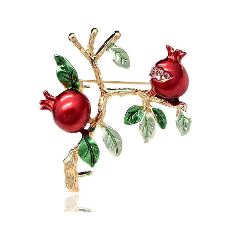 CSxjd Fashion Jewelry with Enamel and Plant fruit Red pomegranate Brooches for Women's Clothing scarves Accessories | Украшения и