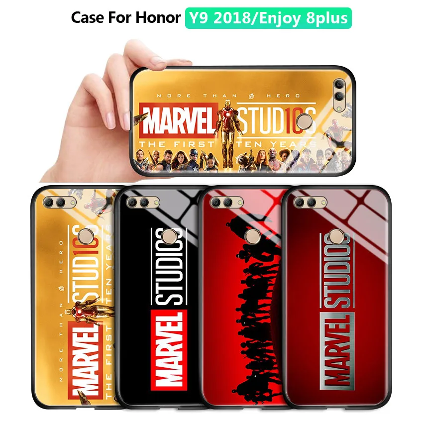 Для Huawei Honor Y9 2018 2019 Enjoy 8 9 plus Classic Marvel Studio Logo глянцевый чехол закаленное стекло