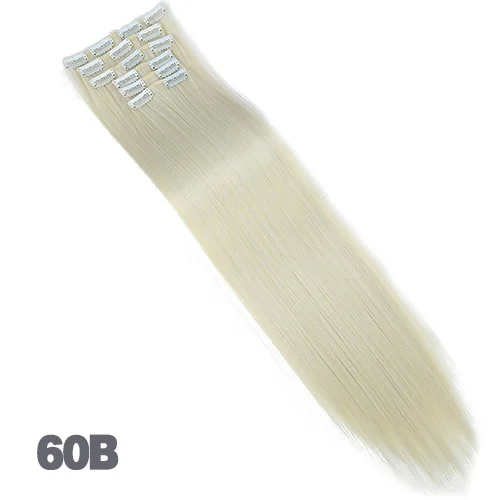 DIFEI 6 шт./упак., 16 клипс, прямые накладные волосы Синтетические пряди для наращивания волос на клипсах из высокое Температура парик, заколки, заколки для волос для женщин - Цвет: 60B