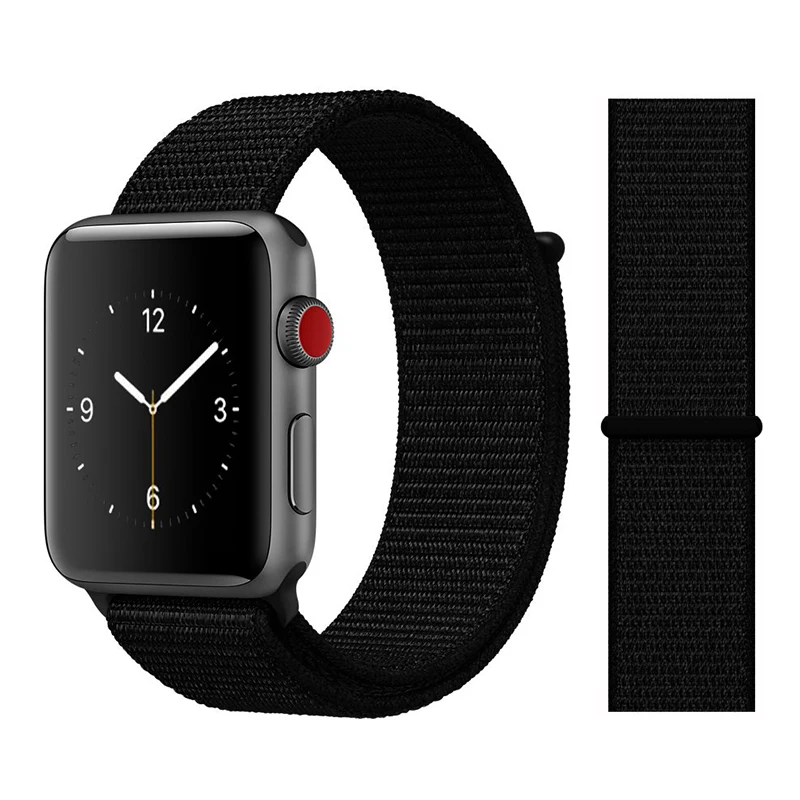 3 whole black Ремешок для apple watch ремешок 44 мм 40 мм дышащий нейлоновый спортивный ремешок браслет iwatch 5 4 3 42 мм 38 мм apple watch 5 4 band - Цвет ремешка: 3 whole black