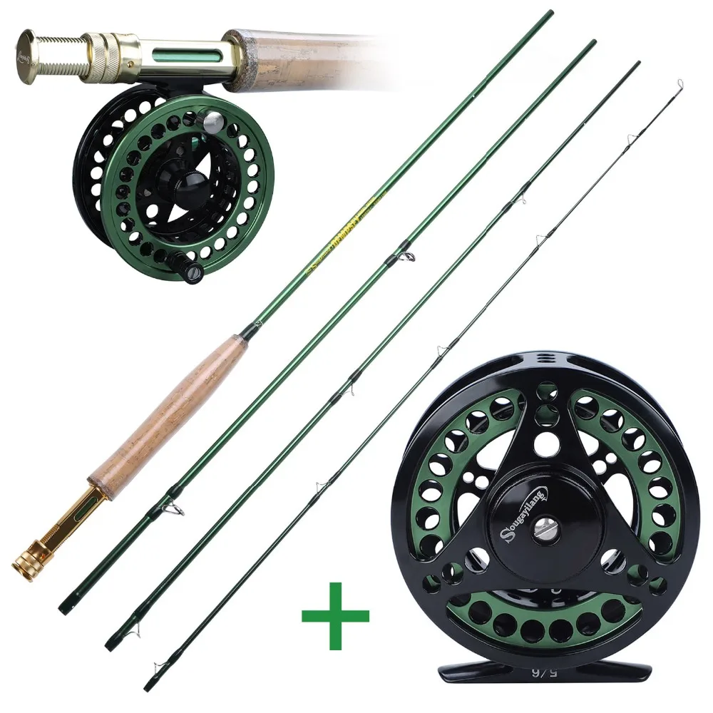 

Sougayialng 4 Section Fly Fishing Rod Set #5/6 Carbon Fiber Ultralight Weight Fly Fishing Rod and Fly Reel Combo Tackles