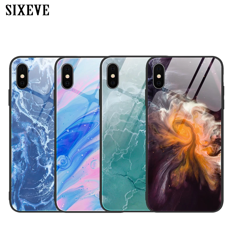 Роскошный Мраморный чехол из закаленного стекла для iPhone 6 s 7 8 Plus 11 Pro Xs Max XR X 6Plus 6sPlus
