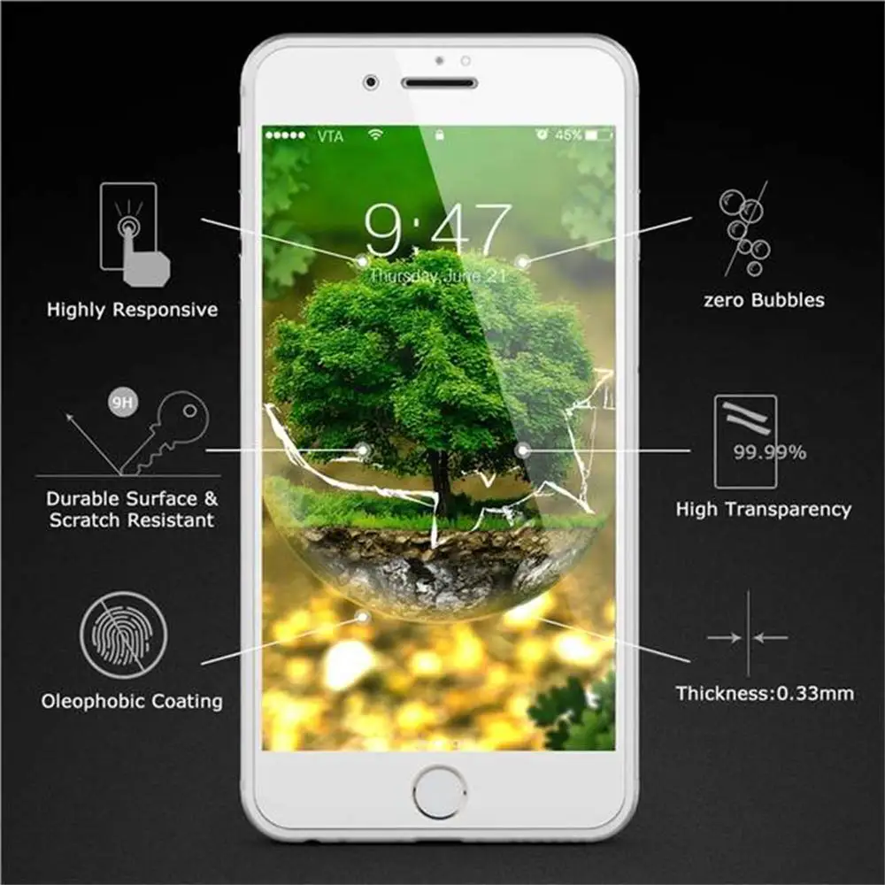 HOCO 0,25 мм Полное покрытие закаленное стекло для iPhone 7 6s 8 Plus защита экрана 3D Защитное стекло для iPhone 6 Plus