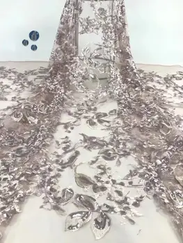 

DP19101005 2019 Latest French Laces Fabrics High Quality Sequins African Laces Fabric For Wedding Nigerian Lace Material