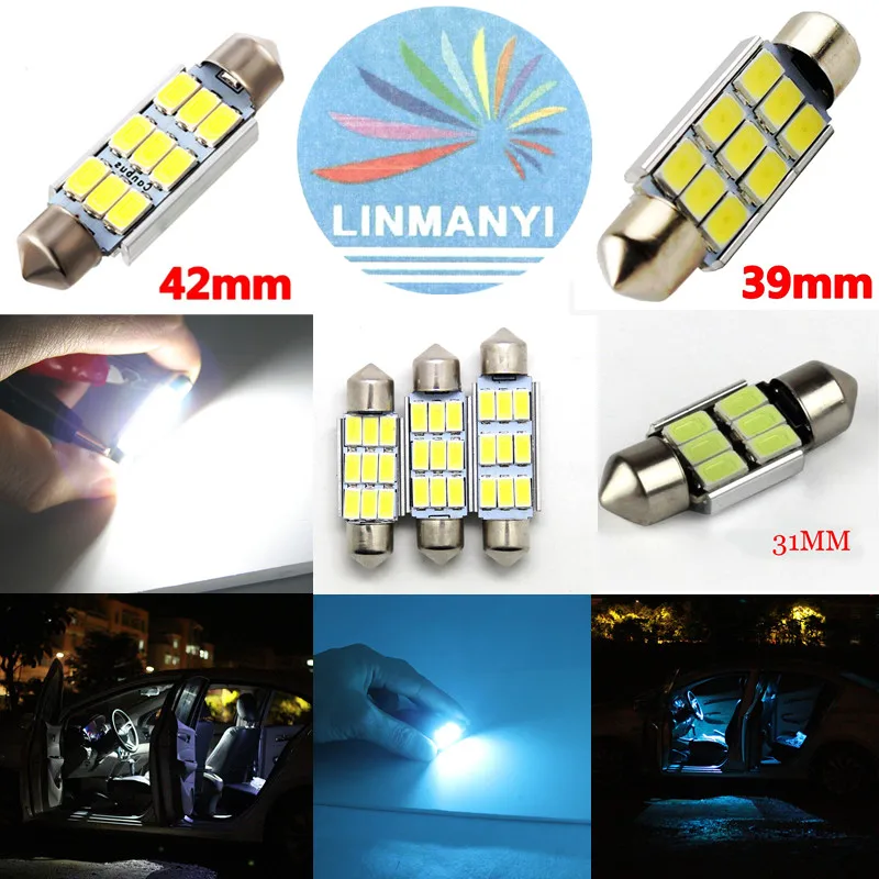 

31mm 36mm 39mm 42mm C5W C10W 5630 smd Festoon CANBUS NO Error Car Licence Plate Light Auto dome Lamps Interior Lights white 12V