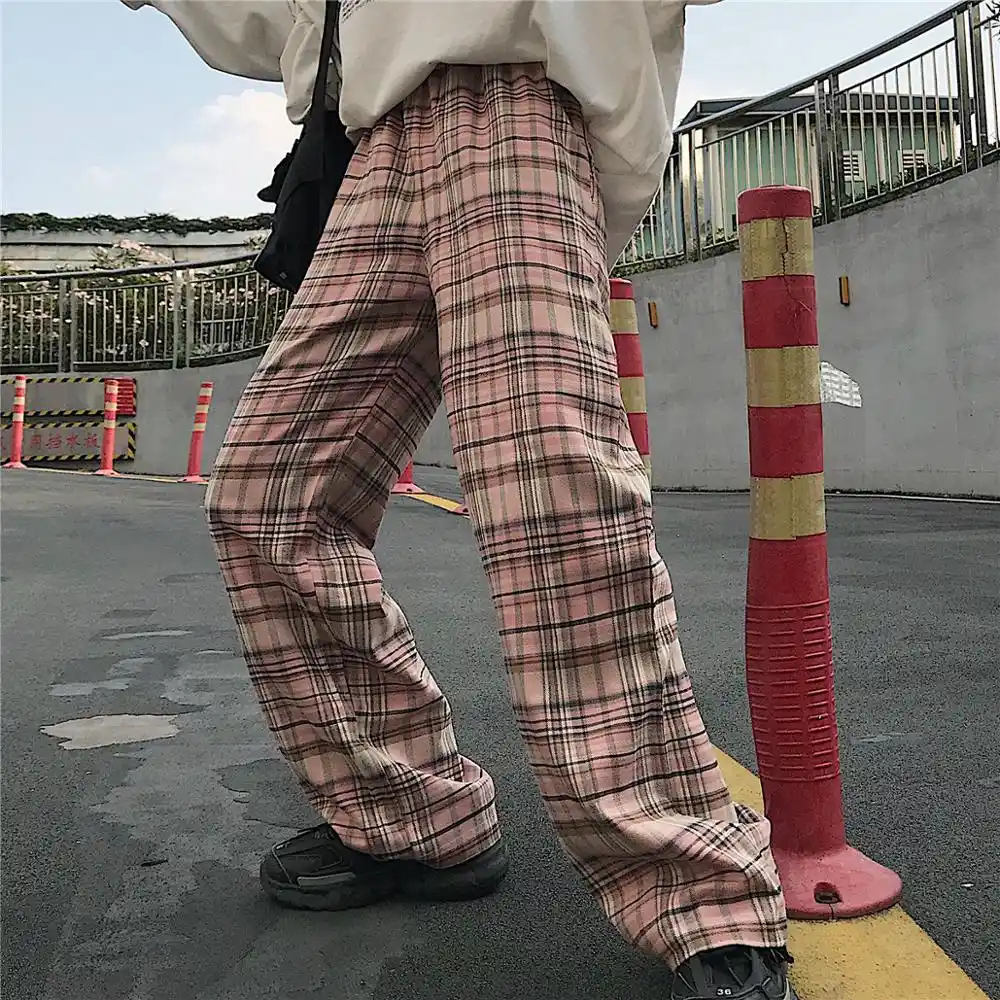pink plaid pants