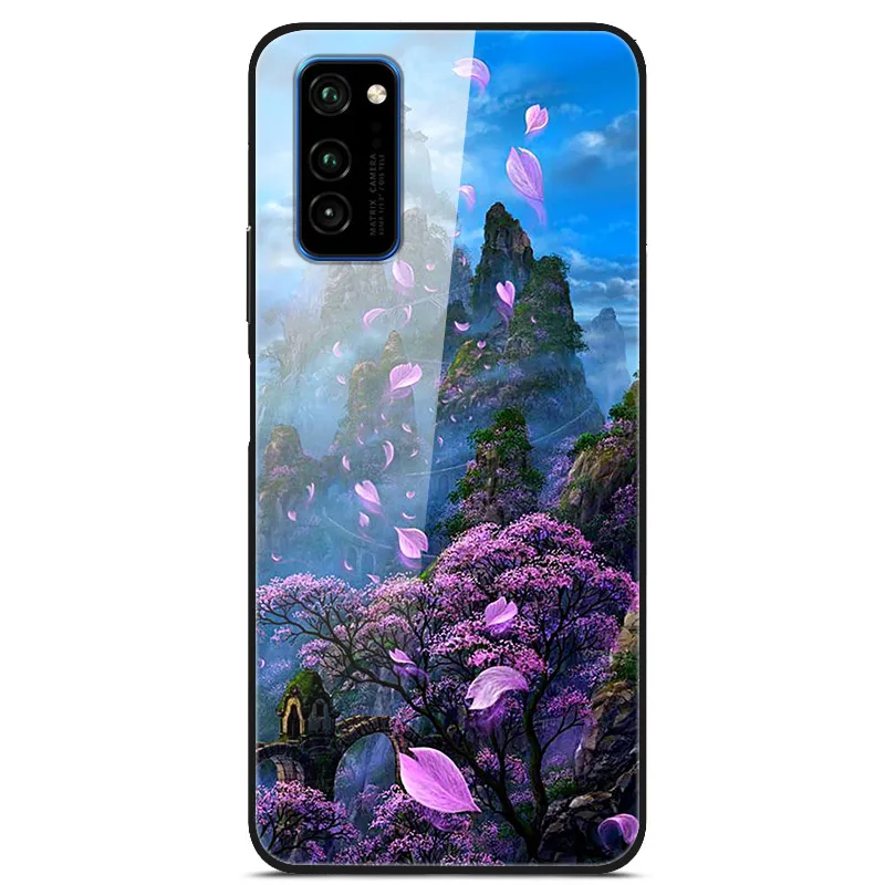 Для huawei Honor V30 чехол с милым рисунком стекло Жесткий задняя крышка чехлы для huawei Honor View 30 Pro Чехол Honor V30 Pro 5G бампер