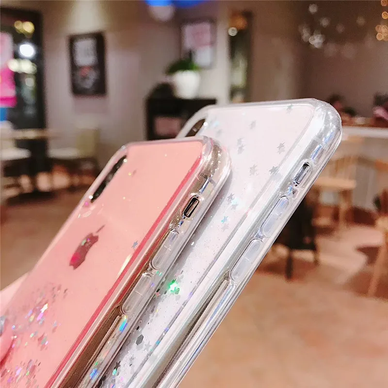 Luxury Bling Glitter Stars Sequins Case For iPhone 11 Pro XS MAX XR X Transparent Silicone Case For iphone 8 7 6 6S Plus Cover