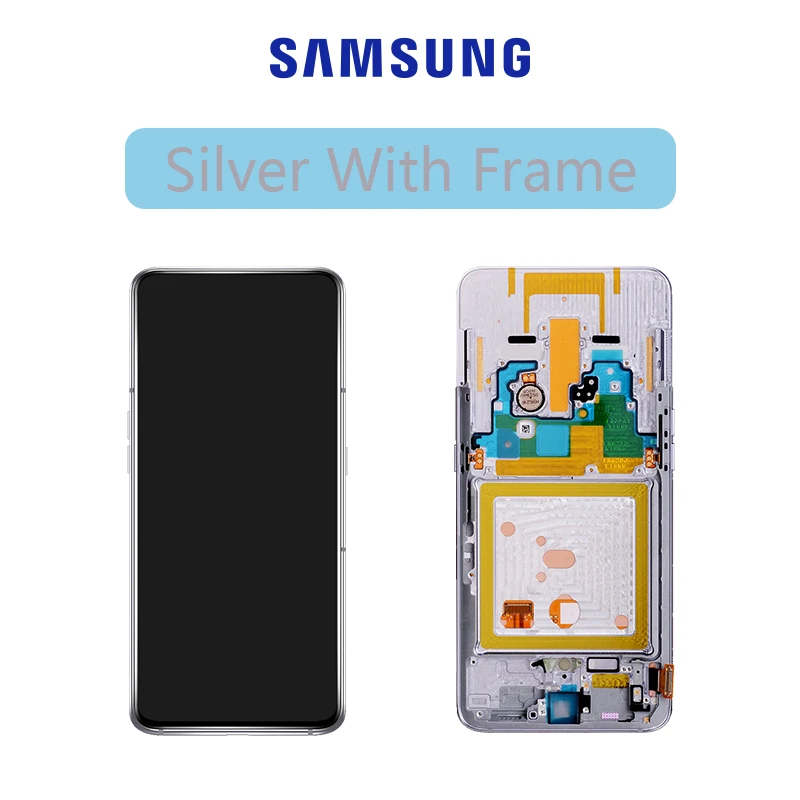 Супер AMOLED 6,7 ''ЖК-дисплей для samsung Galaxy SM-A80 A805 A90 A905 кодирующий преобразователь сенсорного экрана в сборе - Цвет: With Silver Frame