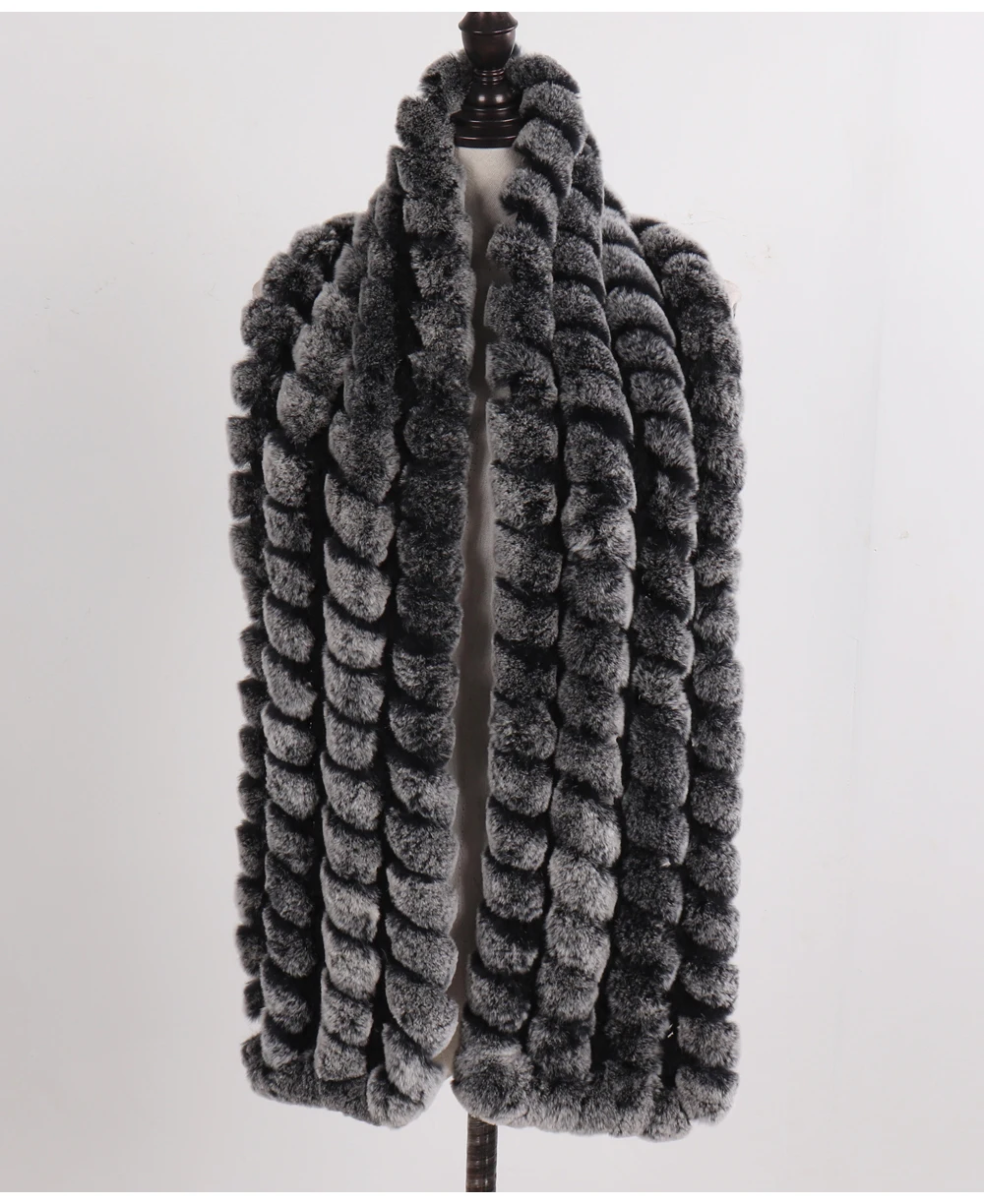 Вязаный Модный женский Настоящий мех кролика шарф женский зимний теплый натуральный мех шарфы длинный стиль настоящий шерстяной шарф