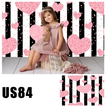 

HUAYI Valentine Day Pink Love Stripes Hearts Photography Backdrop Photobooth Background Newborn Baby Studio Backdrops US-84