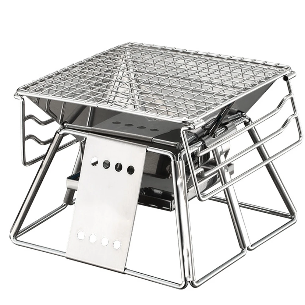 

Foldable Portable Tool Non Stick Adjustable Stainless Steel Hiking Camping Picnics BBQ Oven Set Accessories With Bag Outdoor