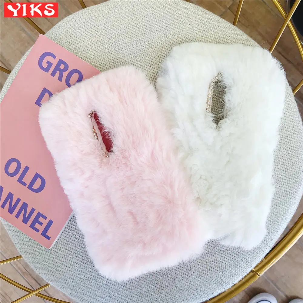 

For Redmi 6 3S K20 Pro 5 Plus S2 4 4X 4A 5A 6A 7 7A 8A Note 5 7 Pro 5A 4X 4 3 Luxury Hairy Fur Pink Soft Phone Case Furry Plush