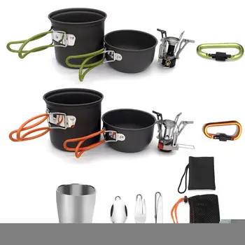 

Outdoor Camping Cookware Set Ultralight Hiking Tableware Portable Cookware Tableware Mini Stove For Camping Hiking Riding