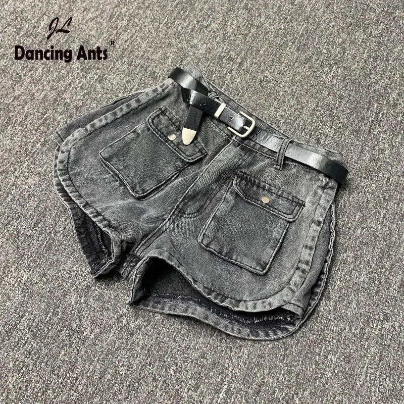 Женские шорты с завышенной талией хлопковые трапециевидные короткие джинсовые