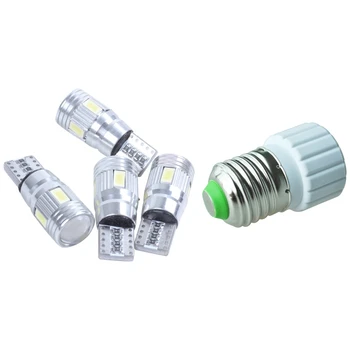 

HOT-1 Pcs E27 to GU10 Extend Base LED CFL Light Bulb Lamp Adapter & 4 Pcs T10 Canbus W5W 5630 6SMD Auto Vehicle LED Bulb