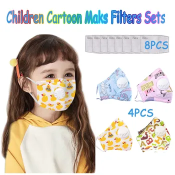 

4PCS Children Mask Breathable Cartoon Printed Respirator Valve Mask Anti Foggy Haze Pollution Protection Reusable Mask Mondkapje