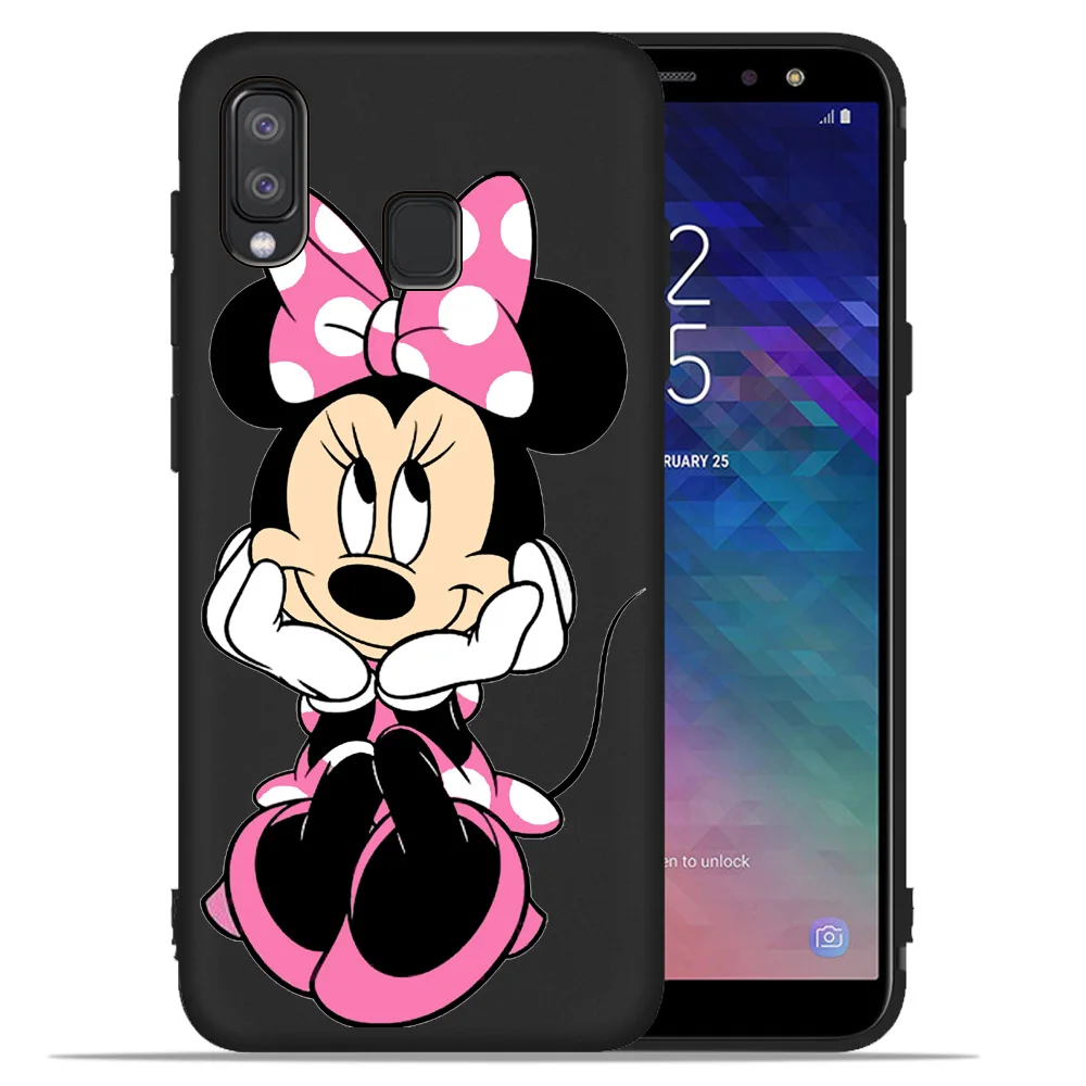 Черный ТПУ чехол для samsung Galaxy A7 A9 Coque Etui Микки Минни для samsung Galaxy A30 40 50 70 A6 A8 Plus A320 чехол