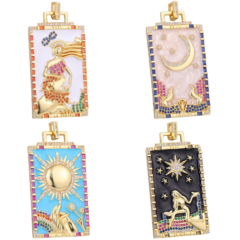 Juya Handwerk 18 Karat vergoldet Emaille Anhänger griechischen Gott Figur bösen Blick Mond Stern Charms für DIY Luxus Kragen Schmuck herstellung – Detail 2