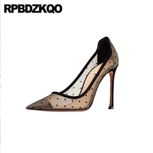 Scarpin/Коллекция года; женские дизайнерские туфли на высоком тонком каблуке с острым носком; Цвет Черный; туфли-лодочки на шпильке 3 дюйма; модная женская обувь из сетчатого материала; Размеры 4, 34