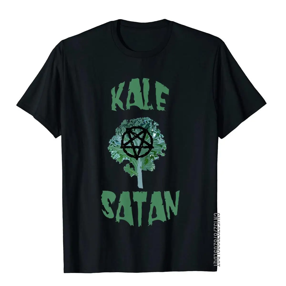 Kale Satan Funny Demonic Pentagram Vegetable T-Shirt__B14168black