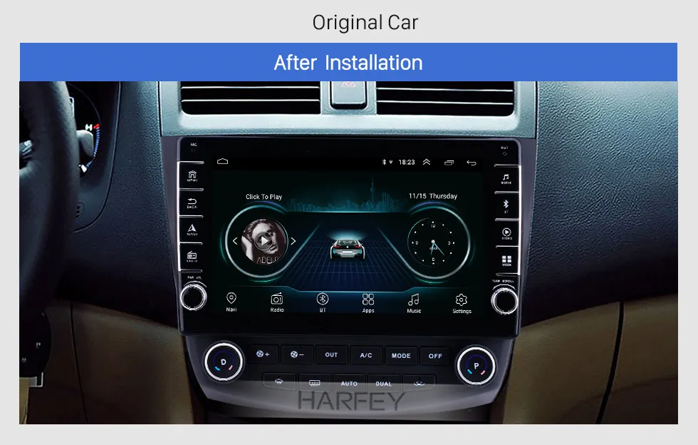 Harfey Android 9,1 10,1 дюймов HD сенсорный автомобильный радиоприемник для Honda Accord 7 2003-2007 gps Bluetooth головное устройство Автомобильный мультимедийный плеер