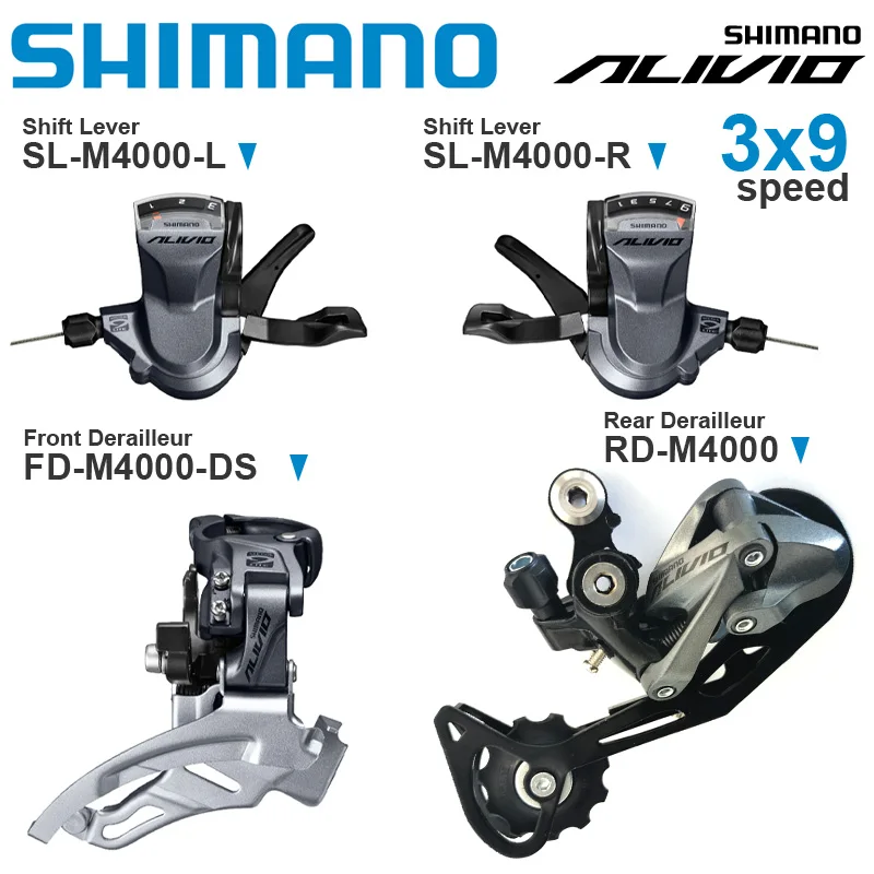 Gruppo SHIMANO ALIVIO M4000 3x9v con cambio deragliatore posteriore  anteriore 3x9-speed ricambi originali - AliExpress Sports \u0026 Entertainment
