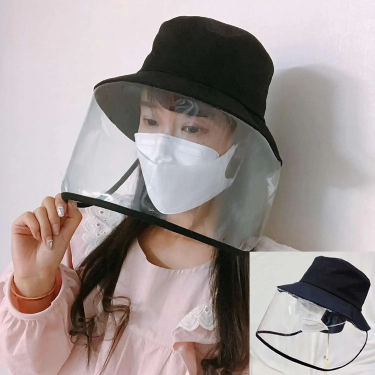 

Epidemic Protection Hat Anti Saliva UV Hat with Face Shield Full Face Isolation Anti-Pollution for Fishing Boonie Camping Hiking