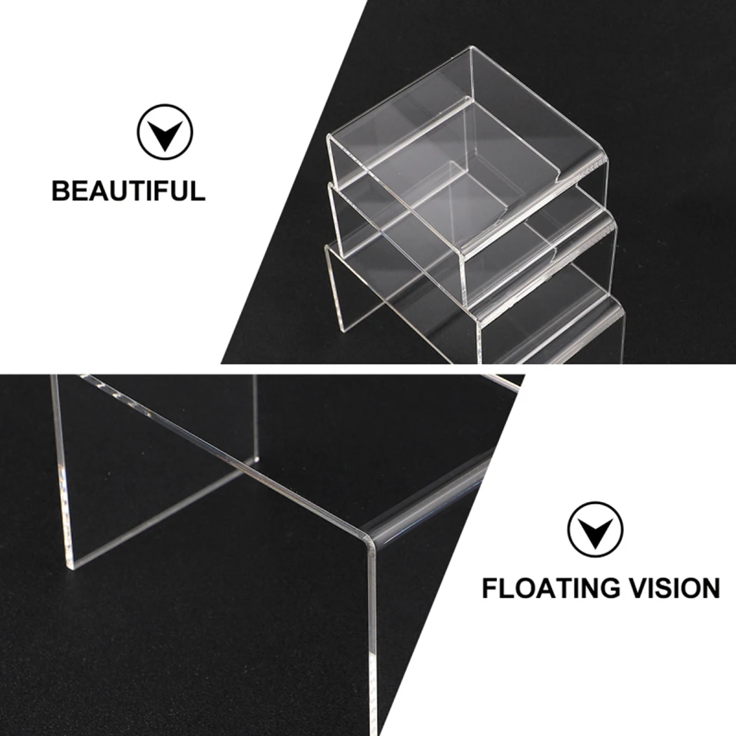 3PCS Acrylic Riser Set Clear Display Risers Jewelry Stand Accessories