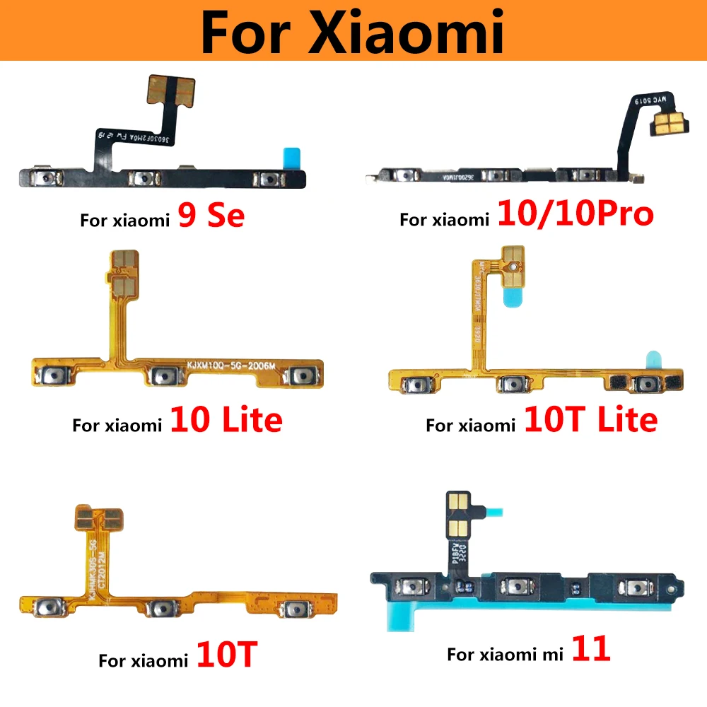 2pcs Power On Off Key + Volume Up Down Side Button Flex Cable For