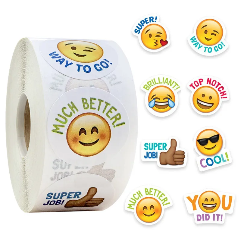 

500pcs 8 Style Paper Label Stickers Smiley Face Sticker Scrapbooking Sealing Stickers Stationery Sticker Gift Box Decoration