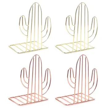 

2PCS/Pair Creative Cactus Shaped Metal Bookends Book Support Stand Desk Organizer Storage Holder Shelf