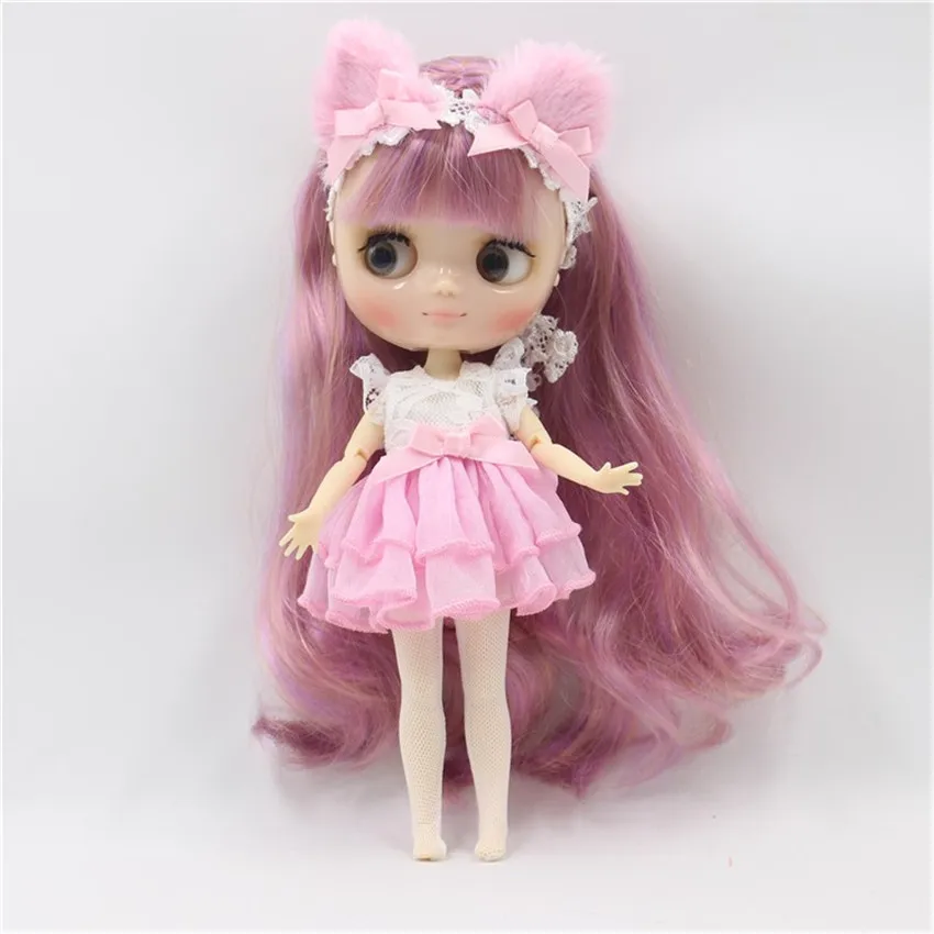 

Middle Blyth Doll Purple Pink Yellow Dress Cat Ear Suit Lovely Clothes Gift Toy 1/8 20cm Baby Doll Accessories Free Shipping