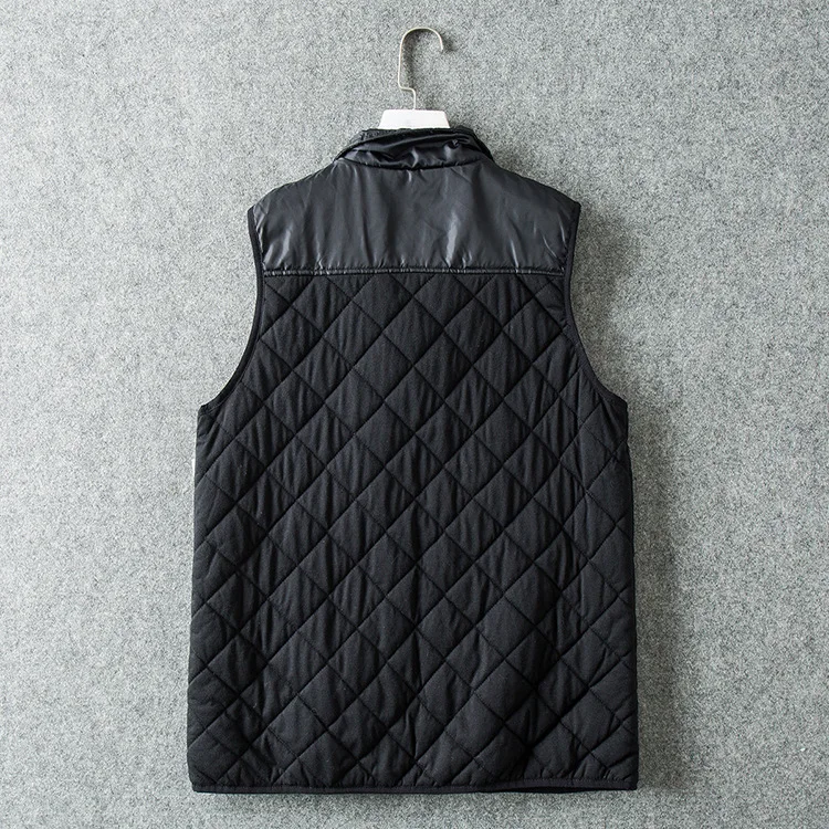 

17lu 2018 Winter New Style Stand Collar Rhombus Multi-pockets Thin Cotton Vest Sleeveless Inner Wearing Cotton-padded Clothes