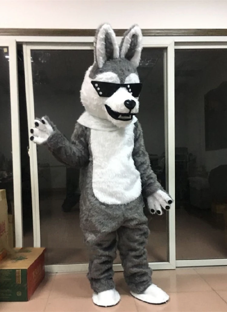 Halloween Gray Fur Plush Husky Dog Mascot Costume Suits Cosplay Party Game Dress Outfits Advertising Carnival Christmas | Тематическая