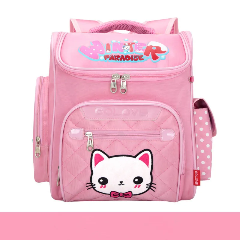 pink cat Школьный рюкзак для принцессы, милые водонепроницаемые школьные сумки для девочек, рюкзаки на колесиках 1-3 класса, mochila escolar - Цвет: pink cat