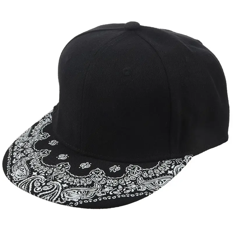 Черная бейсболка с узором пейсли для мальчиков Кепка в стиле хип-хоп регулируемая бейсболка