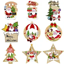 

Wooden Christmas Pendants Ornament Santa Clause Xmas Tree Hanging Decoration For Home Navidad New Year 2022