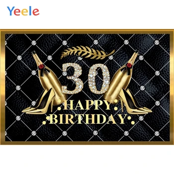 

Yeele Happy 30th Birthday Party Photography Backdrops High Heels Wine Vinyl Custom Photographic Background For Photo Studio