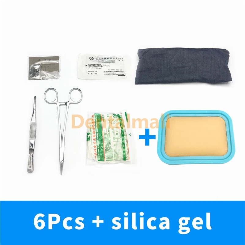 6Pcs and selica gel Хирургический шов посылка Набор для обучения студентов, научная помощь обучение хирургические инструменты - Цвет: 6Pcs and selica gel
