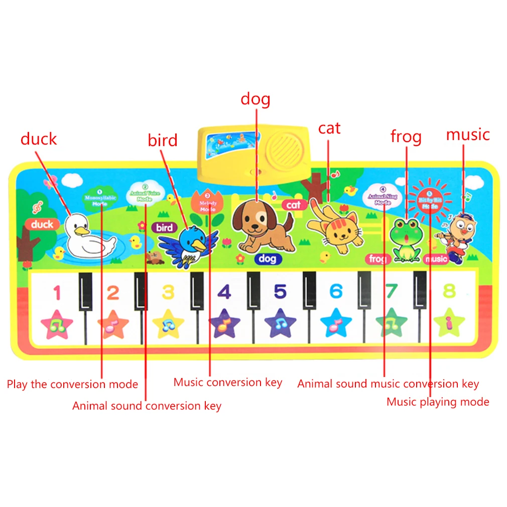 OCDAY 71X28cm Baby English Musical Piano Music Carpet Baby Kids Play Mat Blanket Educational Electronic Baby Toys Gift