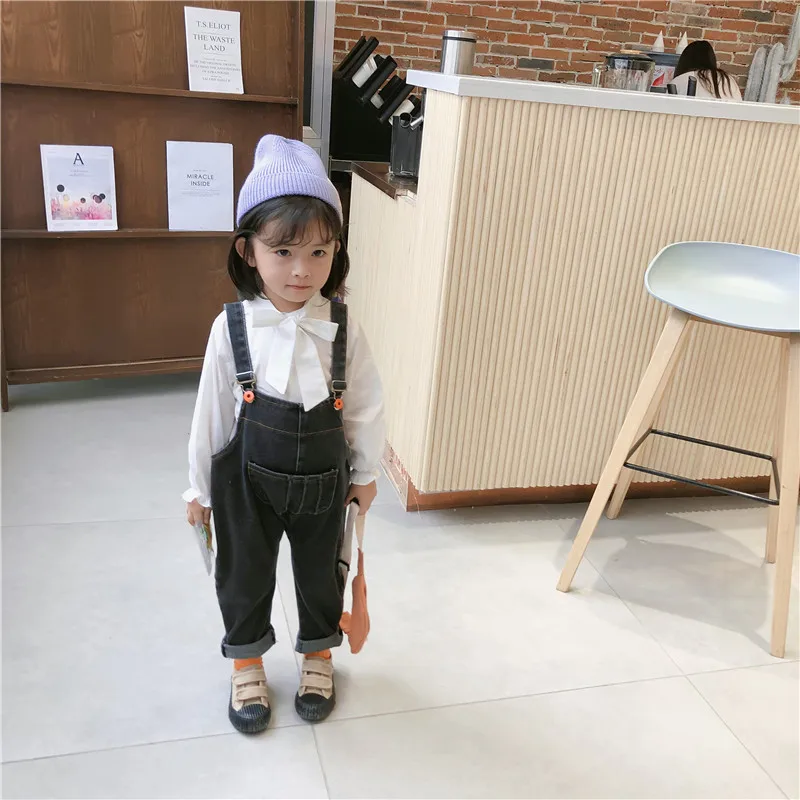 Autumn New Arrival Korean style cotton pure color casual all-match suspender long pants for fashion baby girls and boys