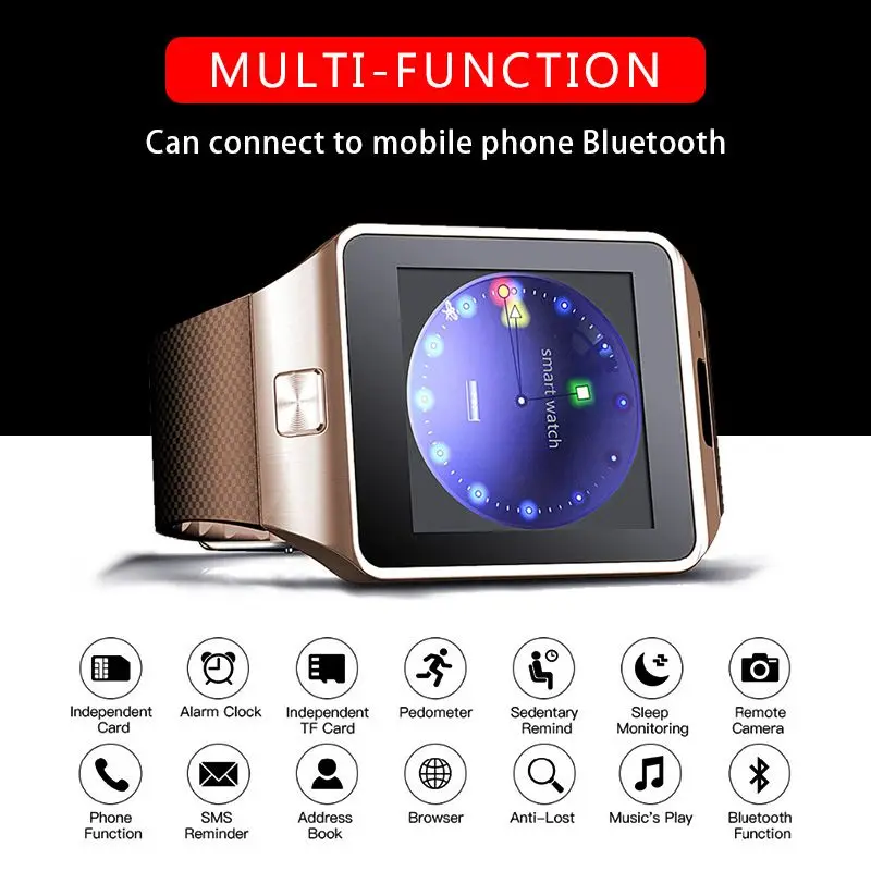 Умные часы Relogio Inteligente с Bluetooth, мужские умные цифровые спортивные умные часы DZ09, шагомер для смартфонов на базе Android