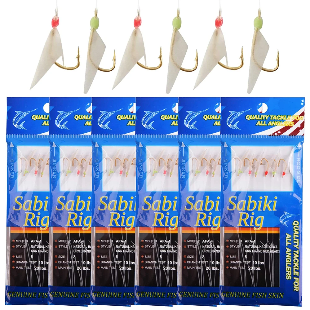 120PCS=20Packs Fishing sabiki Rigs Bait Rigs Luminous Beads String hook