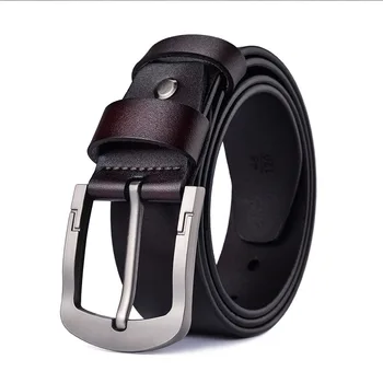 

GOURS Men Cowskin Genuine Leather Belts Personality Belt Pin Buckle High Quality Male Black Strap Vintage Jeans Waistband PDM013