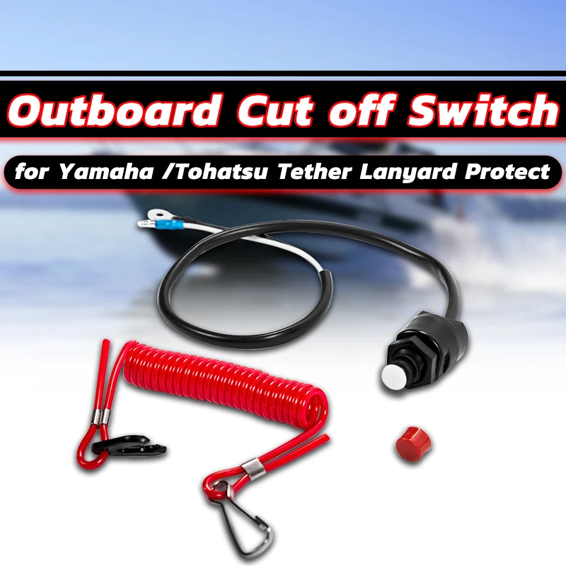 Boat Motor Emergency Kill Stop Switch Outboard Cut off Switch Safety Tether Lanyard for Yamaha
